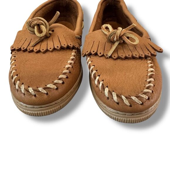 Minnetonka Women’s Moosehide Classic Loafers Size 7 Leather Slip-On Boat Shoe - Picture 4 of 8
